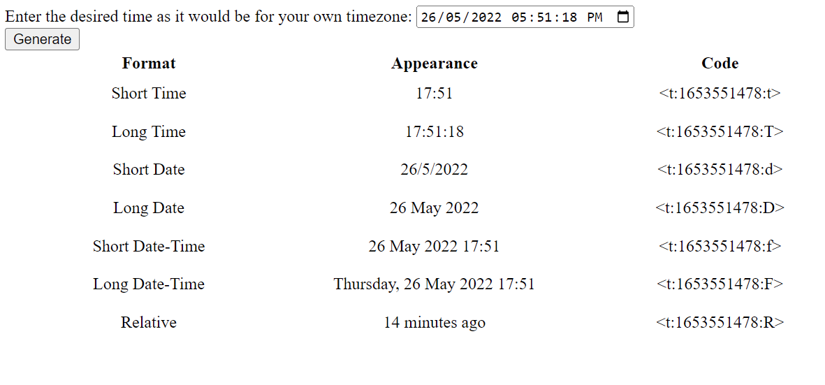 Discord timestamp generator discordtimestampgenerator